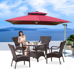 Outdoor Leisure Tables and Chairs, Open-Air Balcony, Waterproof and Sun-Proof Backrest Chairs, Villa Courtyard Garden Rattan Chairs, Three or Five-Piece Set Outdoor Leisure Tables and Chairs, Open-Air Balcony, Waterproof and Sun-Proof Backrest Chairs, Villa Courtyard Garden Rattan Chairs, Three or Five-Piece Set