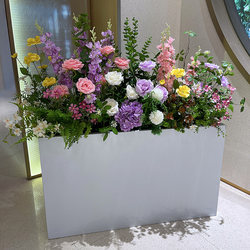 Wo+ Artificial Hydrangea and Rose Finished Product Mixed with Flower Boxes and Flower Troughs for Balcony, Sales Office, Restaurant Partition Decoration Flowers Wo+ Artificial Hydrangea and Rose Finished Product Mixed with Flower Boxes and Flower Troughs for Balcony, Sales Office, Restaurant Partition Decoration Flowers