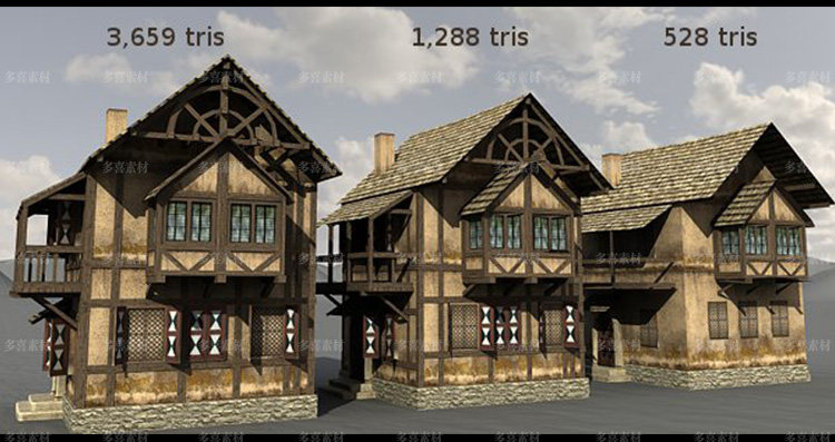 3d欧式村庄建筑合辑2maya/max场景道具房子模型贴图cg