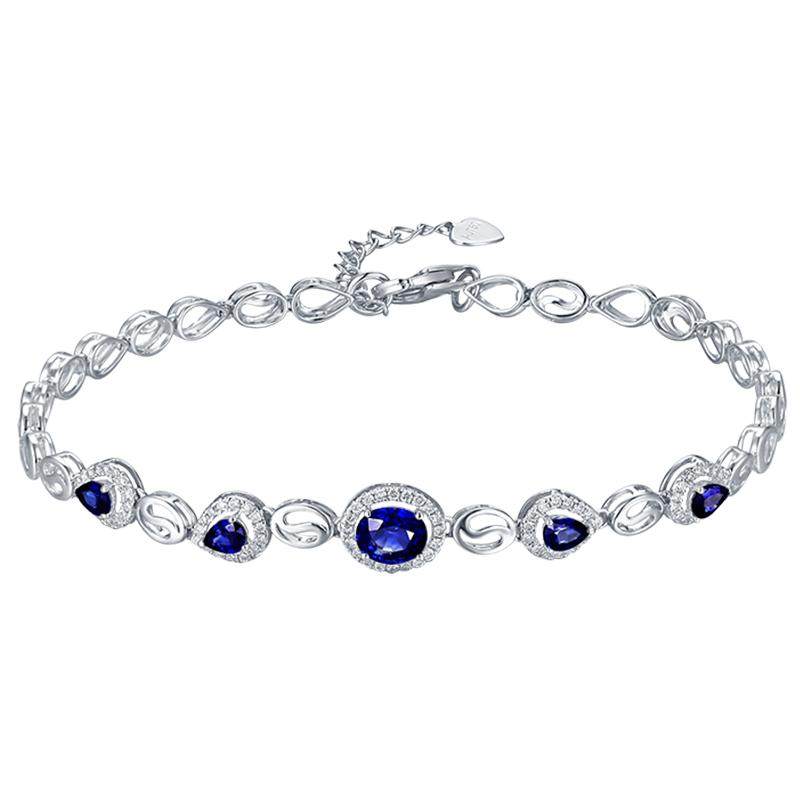 Yngel 1.09ct 天然サファイアブレスレット 18Kゴールド 女性用