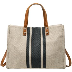 Korean version of Women's Practice Cartooper Professional Command Consultation Striped Simple Shoulder Bags Ins Large -Capable Canvas Bag Korean version of Women's Practice Cartooper Professional Command Consultation Striped Simple Shoulder Bags Ins Large -Capable Canvas Bag