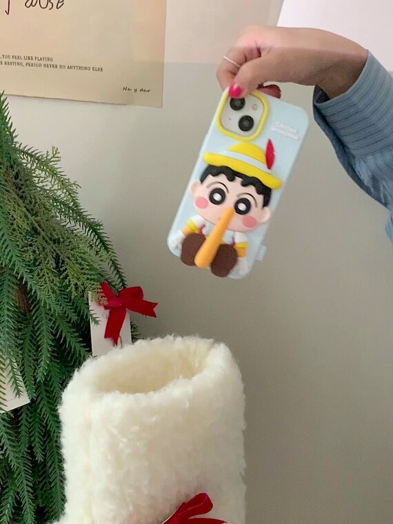 Pinochio Funny Unique Funny 3D Cartoon Creative Soft Cute Girls 15, 14, 13, 12, 11 iPhone Case
