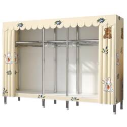 Simple Fabric Wardrobe for Home Use in the Bedroom, with Thickened Steel Pipes, Fully Enclosed Storage Cabinet, Sturdy and Durable, Closed Hanging Wardrobe Simple Fabric Wardrobe for Home Use in the Bedroom, with Thickened Steel Pipes, Fully Enclosed Storage Cabinet, Sturdy and Durable, Closed Hanging Wardrobe