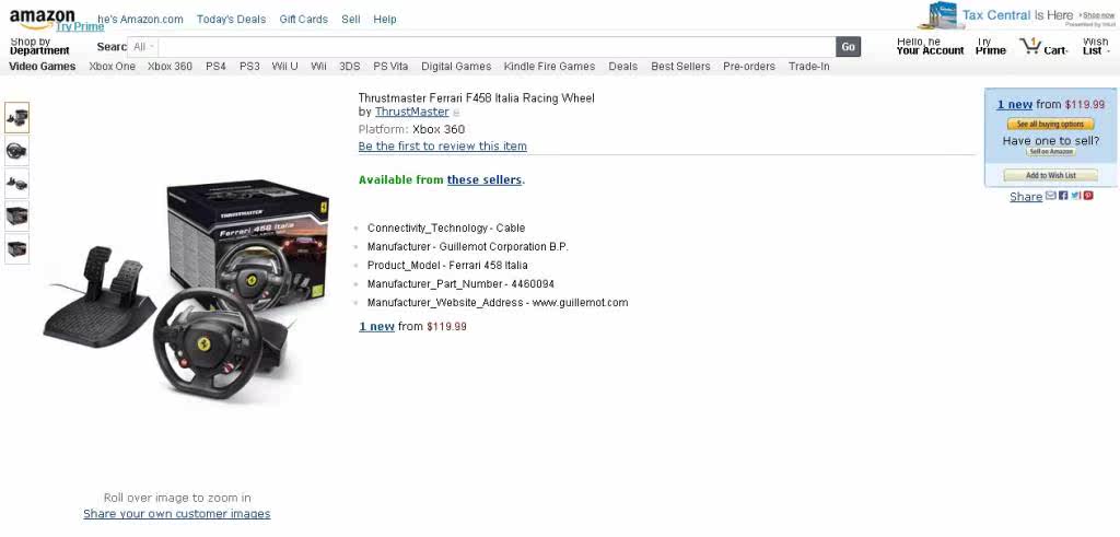 Руль 美国amazon代购 thrustmaster 法拉利 f458 意大利赛车方向盘