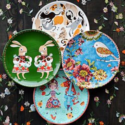 Elandir Nordic Country Style Underglaze Ceramic Tableware Western-Style Plate Household Dish Plate Breakfast Snack Plate Elandir Nordic Country Style Underglaze Ceramic Tableware Western-Style Plate Household Dish Plate Breakfast Snack Plate