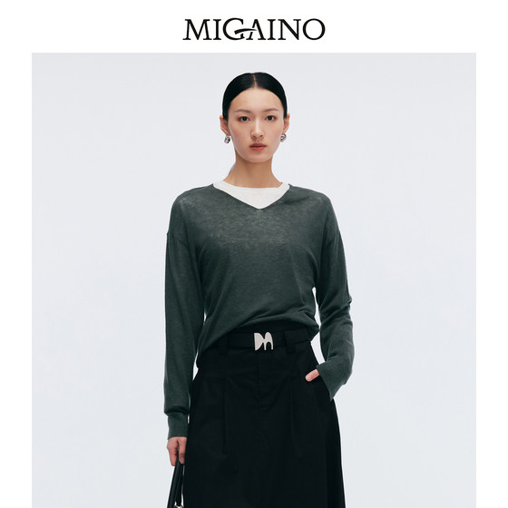 Migaino Menanu Women's Clothing 2025 Spring New V-neck Casual Fashion Thin Sweater MP12WH270
Migaino Menanu Women's Clothing 2025 Spring New V-neck Casual Fashion Thin Sweater MP12WH270