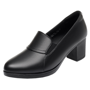 High-heeled shoes for middle-aged and elderly thick-heeled genuine leather single shoes for mothers High-heeled shoes for middle-aged and elderly thick-heeled genuine leather single shoes for mothers