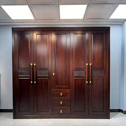 Black Gold Wood Wardrobe Home Bedroom Three-Five Door Locker Modern Simple Double Door New Chinoiserie Black Gold Wood Wardrobe Home Bedroom Three-Five Door Locker Modern Simple Double Door New Chinoiserie