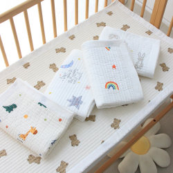 Baby Crib Pure Cotton Class a All-Season Baby Gauze Quilted Special Crib Sheet Children's Splicing Bed Breathable Sheet Baby Crib Pure Cotton Class a All-Season Baby Gauze Quilted Special Crib Sheet Children's Splicing Bed Breathable Sheet