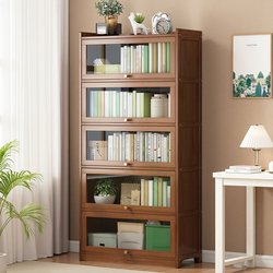 Bookshelf Floor-Standing Bamboo Non-Solid Wood Multi-Layer Storage Rack Integrated Wall-Mounted Student Home Dust-Proof Bookcase Bookshelf Floor-Standing Bamboo Non-Solid Wood Multi-Layer Storage Rack Integrated Wall-Mounted Student Home Dust-Proof Bookcase