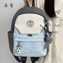Chic Kiosk Summer Sea Salt Blue Backpack Junior High School Girls College Students Backpack Women's Large Capacity Contrast Color Backpack Chic Kiosk Summer Sea Salt Blue Backpack Junior High School Girls College Students Backpack Women's Large Capacity Contrast Color Backpack