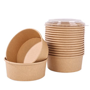 Yunlei disposable lunch box leather paper with a round bowl 750ml*12 set of fruit salad bento picnic bag Yunlei disposable lunch box leather paper with a round bowl 750ml*12 set of fruit salad bento picnic bag