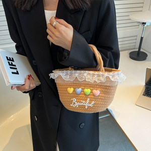 High-end textured bag for women summer 2024 new internet celebrity niche woven women's portable straw beach bucket bag 
High-end textured bag for women summer 2024 new internet celebrity niche woven women's portable straw beach bucket bag