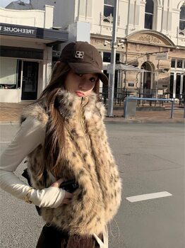 Fashionable and versatile reversible leopard print plush vest for women 2025 autumn and winter new atmosphere environmentally friendly fur jacket 
Fashionable and versatile reversible leopard print plush vest for women 2025 autumn and winter new atmosphere environmentally friendly fur jacket