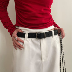 Wide Belt for Women, Simple and Stylish, Korean Style, ins Trendy, High-End Feel, Suitable for Jeans, Spring and Summer, Simple Black Leather Belt for Women Wide Belt for Women, Simple and Stylish, Korean Style, ins Trendy, High-End Feel, Suitable for Jeans, Spring and Summer, Simple Black Leather Belt for Women
