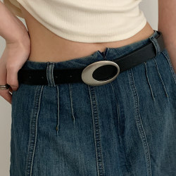 Women's Belt 2025 New Summer Black Simple Pin Buckle Versatile Leather Belt Casual Korean Style Student ins Fashion Women's Belt 2025 New Summer Black Simple Pin Buckle Versatile Leather Belt Casual Korean Style Student ins Fashion