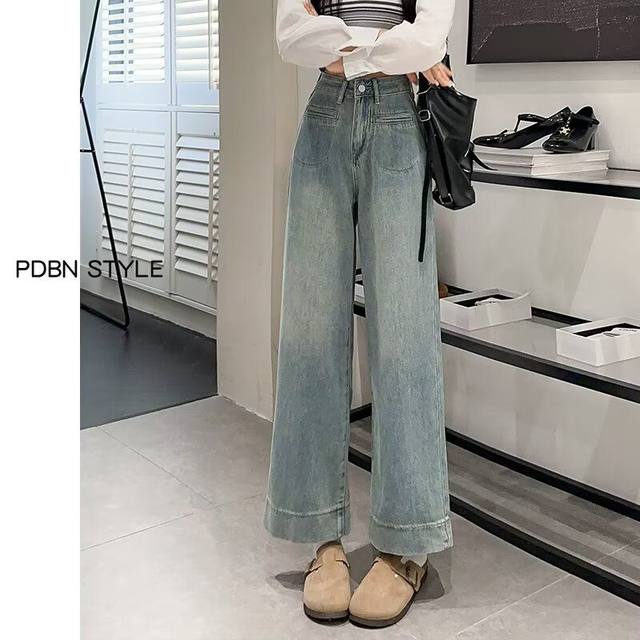 Extended plush wide-leg jeans for women 175 tall, high waist large size stretch slimming floor pants for women winter pants Extended plush wide-leg jeans for women 175 tall, high waist large size stretch slimming floor pants for women winter pants
