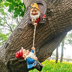Garden Gnome Dwarf Climbing Rope Resin Crafts Ornaments Small Decorations Courtyard Independent Stand Cross-Border Tree Face Garden Gnome Dwarf Climbing Rope Resin Crafts Ornaments Small Decorations Courtyard Independent Stand Cross-Border Tree Face