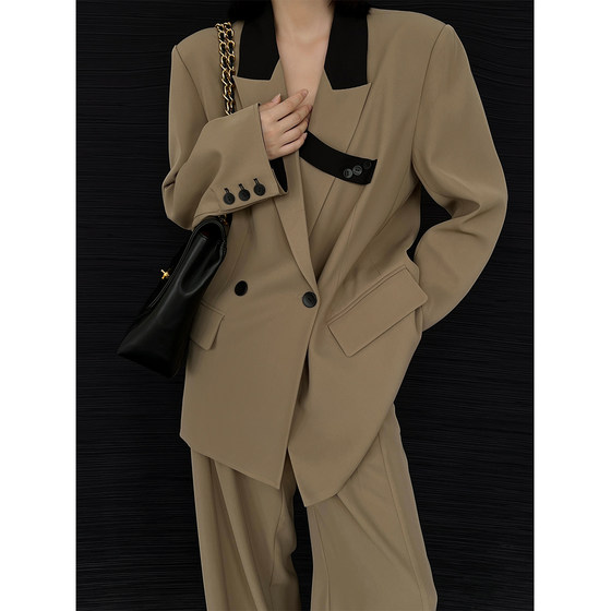PAPERLLL Xinjian design sense old Qian style black small suit jacket for women 2025 new high-end suit top PAPERLLL Xinjian design sense old Qian style black small suit jacket for women 2025 new high-end suit top
