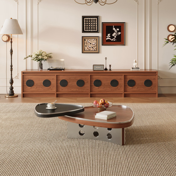 Medium style solid wood tea table modern minimalist home small apartment homestay internet celebrity personalized rotatable tea table TV cabinet
Medium style solid wood tea table modern minimalist home small apartment homestay internet celebrity personalized rotatable tea table TV cabinet