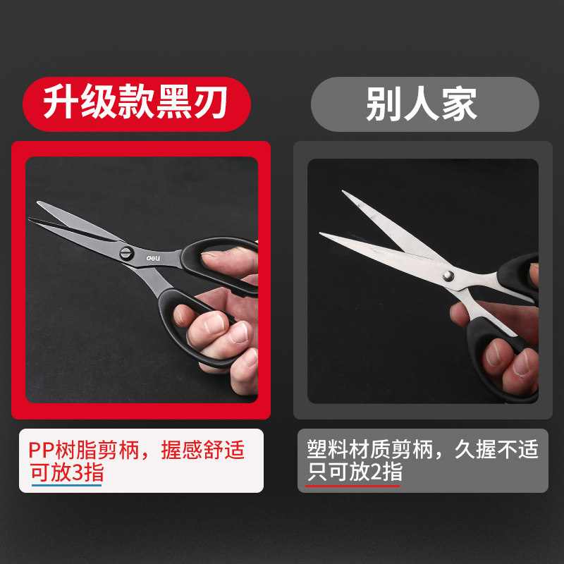 델리 블랙 블레이드 가위 가정용 스테인레스 스틸 작은 가위 어린이 안전 수제 종이 가위 작은 대형 가위 학생-