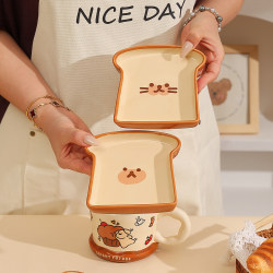 Cute Toast Bread Plate, Household Ceramic Snack Plate, Fruit Plate, Tea Snack Creative Plate, Breakfast Plate, Dessert Plate Cute Toast Bread Plate, Household Ceramic Snack Plate, Fruit Plate, Tea Snack Creative Plate, Breakfast Plate, Dessert Plate
