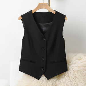Suit vest for women in autumn 2025 spring and autumn new style exterior veneer for women vest black short horse clip 
Suit vest for women in autumn 2025 spring and autumn new style exterior veneer for women vest black short horse clip