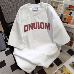 New Vibe Loose Letter Print Short-Sleeve T-Shirt for Men, European and American Style, ins Trendy Street Heavy Cotton T-Shirt New Vibe Loose Letter Print Short-Sleeve T-Shirt for Men, European and American Style, ins Trendy Street Heavy Cotton T-Shirt