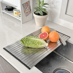 South Korea 304 stainless steel drain rack kitchen sink storage rack dish rack dish dish dish plate multi-purpose folding cutting board South Korea 304 stainless steel drain rack kitchen sink storage rack dish rack dish dish dish plate multi-purpose folding cutting board