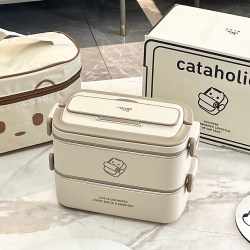 Susheng Home Lunch Box 304 Stainless Steel Double-Layer Large Capacity Heated Portable Lunch Box for Office Workers Susheng Home Lunch Box 304 Stainless Steel Double-Layer Large Capacity Heated Portable Lunch Box for Office Workers