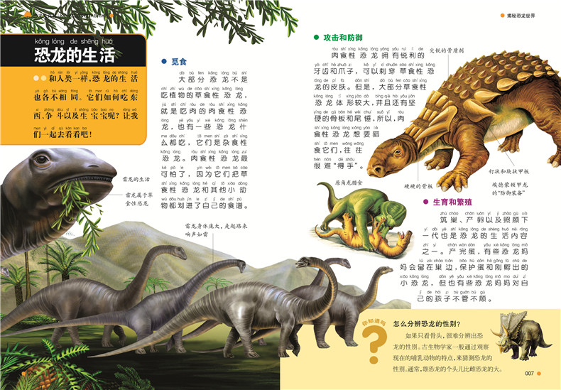正版炫彩少儿童书畅销《恐龙大百科》彩图注音版恐龙世界大百科全书