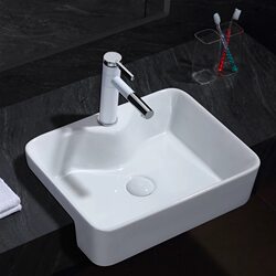 Semi-Embedded Rectangular Countertop Basin, Semi-Hanging Basin for Small Apartments, Washbasin, Hotel Apartment Freestanding Ceramic Basin Semi-Embedded Rectangular Countertop Basin, Semi-Hanging Basin for Small Apartments, Washbasin, Hotel Apartment Freestanding Ceramic Basin