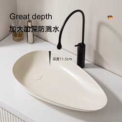 Cream Style Countertop Basin Side Drain Balcony Washing Machine Left and Right Drainage Wash Basin Creative Ceramic Wash Basin Basin Cream Style Countertop Basin Side Drain Balcony Washing Machine Left and Right Drainage Wash Basin Creative Ceramic Wash Basin Basin