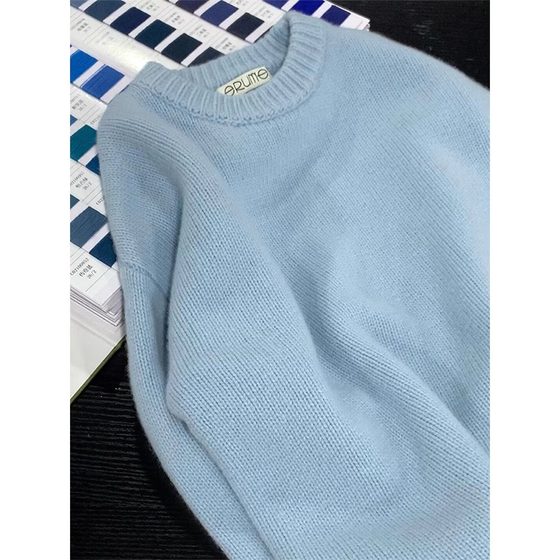 French gentle wind sky blue sweater for women 2024 autumn and winter new fashionable versatile round neck pullover knit top
French gentle wind sky blue sweater for women 2024 autumn and winter new fashionable versatile round neck pullover knit top