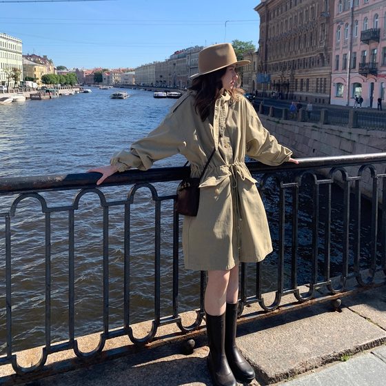KERNEL COSMOS Orenburg Sunset Autumn Design Hooded Tie Silhouette Drawstring Trench Coat KERNEL COSMOS Orenburg Sunset Autumn Design Hooded Tie Silhouette Drawstring Trench Coat