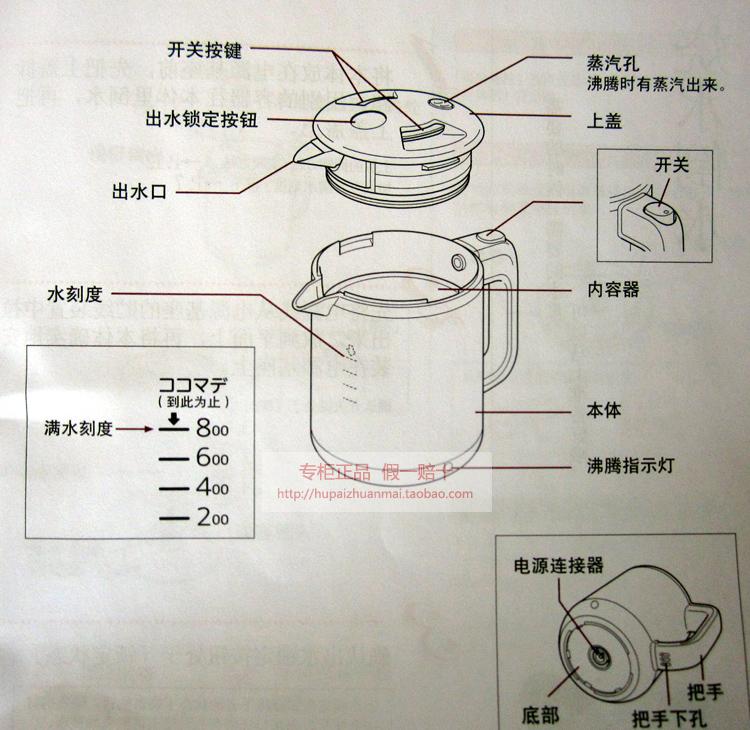 日本tiger/虎牌 pfy-a10c a08 pfy-t08c快速烧水壶电水壶pch-t08c