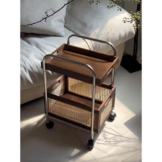 Medium-old trolley movable side snack storage rack with wheeled coffee table retro rattan storage rack solid wood
Medium-old trolley movable side snack storage rack with wheeled coffee table retro rattan storage rack solid wood