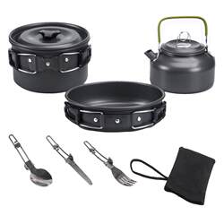Hot selling outdoor teapot and pot set camping folding pot portable cookware set factory direct supply Hot selling outdoor teapot and pot set camping folding pot portable cookware set factory direct supply