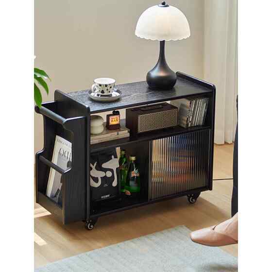Wood commune solid wood edge mobile coffee table living room sofa side cabinet small cart storage cabinet black storage rack
Wood commune solid wood edge mobile coffee table living room sofa side cabinet small cart storage cabinet black storage rack