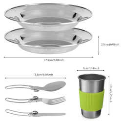 Portable dinner plate 12-piece set outdoor cooking utensils camping tableware self-driving barbecue stainless steel picnic plate set Portable dinner plate 12-piece set outdoor cooking utensils camping tableware self-driving barbecue stainless steel picnic plate set