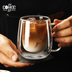 Double-Layer Glass Water Cup, Household Insulated Mug, High Temperature Resistant Cup, New Style Coffee Cup with Handle for Men and Women Double-Layer Glass Water Cup, Household Insulated Mug, High Temperature Resistant Cup, New Style Coffee Cup with Handle for Men and Women