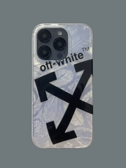 OFF-WHITE case — Off-White™ Trendy Fashionable Clear Arrow Pattern Phone Case for iPhone 17, 16, 15, 14, 13 and 12