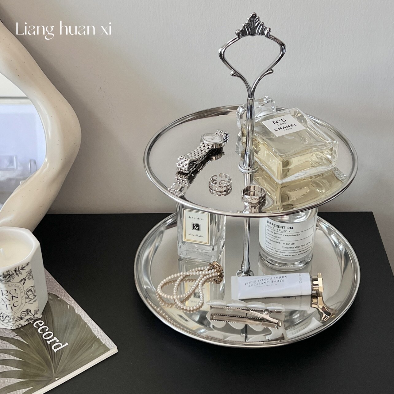 Organizador de Perfumes y Joyas de Doble Capa Estante de Metal