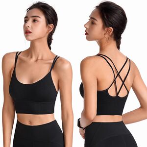 Cross -band beautiful back sports bra, yoga anti -shock, fast dry, fitness running, running without steel ring training, gathered underwear women
 Cross -band beautiful back sports bra, yoga anti -shock, fast dry, fitness running, running without steel ring training, gathered underwear women