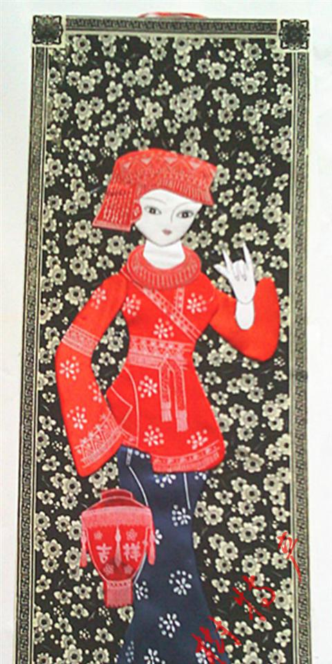 品苗族蜡染布艺贴画幼儿园装饰壁挂工艺品,工艺品折扣网,工艺