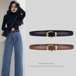 Recommended Versatile Black Belt, Simple Thin Leather Belt, Vintage Gold Jeans Belt, ins Style Korean Women's Belt Recommended Versatile Black Belt, Simple Thin Leather Belt, Vintage Gold Jeans Belt, ins Style Korean Women's Belt