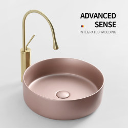 Streamlined Gold Round Countertop Ceramic Washbasin Mini Sink Small Size Bathroom Basin Streamlined Gold Round Countertop Ceramic Washbasin Mini Sink Small Size Bathroom Basin