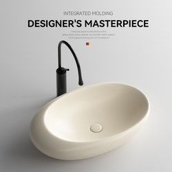 Cream-Style Artistic Oval Household Ceramic Countertop Basin for Home Balcony Washbasin Bathroom Sink Cream-Style Artistic Oval Household Ceramic Countertop Basin for Home Balcony Washbasin Bathroom Sink