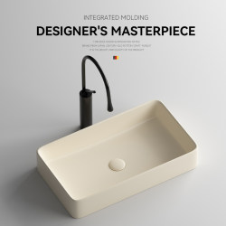 Cream Style Countertop Basin for Home Balcony, Ultra-Thin Rectangular Washbasin, Black Ceramic Bathroom Sink Cream Style Countertop Basin for Home Balcony, Ultra-Thin Rectangular Washbasin, Black Ceramic Bathroom Sink