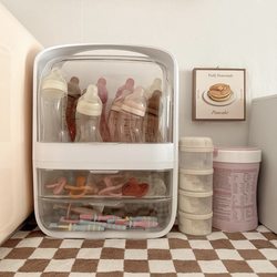 ins Baby Bottle Storage Box, Multi-Layer with Lid, Large Capacity Bottle Display Rack, Dust-Proof Household Storage Rack ins Baby Bottle Storage Box, Multi-Layer with Lid, Large Capacity Bottle Display Rack, Dust-Proof Household Storage Rack